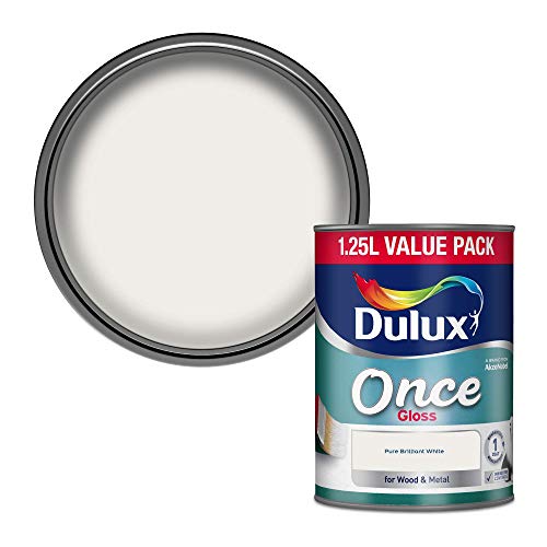 Dulux Once Gloss Paint For Wood And Metal, Pure Brilliant White, 1.25 L