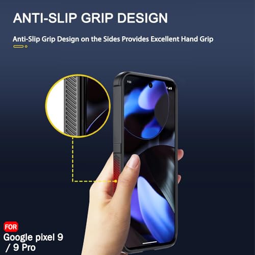 Image of TheGiftKart Liquid Silicon Back Cover Case for Google Pixel 9 / Pixel 9 Pro | Shockproof Military Grade Protection | Micro-Fibre Cloth On Inner Side | Built-in Anti-Slip Grip Case Cover (TPU, Black)