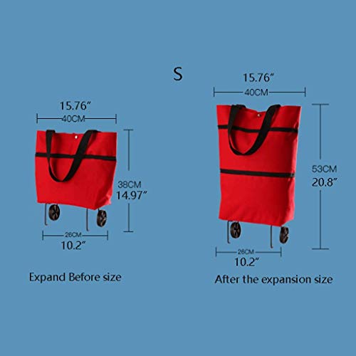 LYLSXY Karren, Faltbare Frauen Einkaufswagen Tasche Tragbare Einkaufen Trolley Tasche Mit Rädern Faltbarer Wagen Rolling… – Bild 7