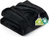 Utopia Bedding Fleece Blanket Queen Size Black 300GSM Luxury Anti-Static Fuzzy Soft Microfiber Bed Blanket (90x90 Inch)