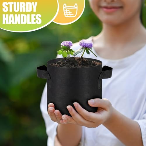 Image of Nuanchu 200 Packs 1 Gallon Grow Bags Bulk Aeration Fabric Pot with Handles