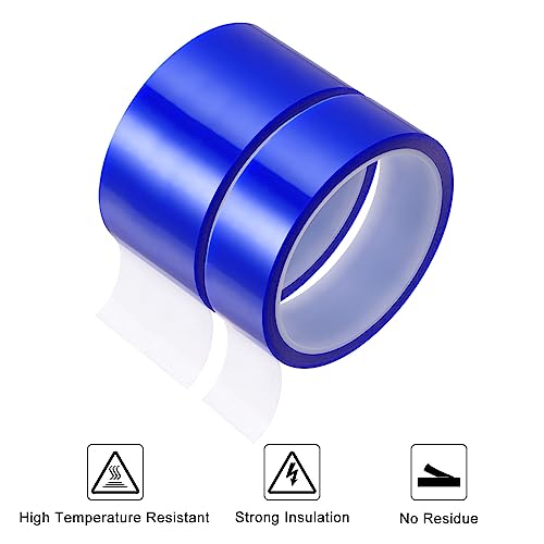 Image of HARFINGTON 2 Rolls Heat Tape High Temperature Heat Resistant Tape 30mm, 50mm Wide Sublimation Thermal Heat Transfer Tape for Sublimation Press No Residue, Blue