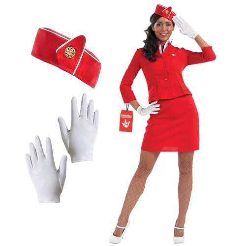 Fun Shack Stewardess Kostüm Damen, Flugbegleiterin Kostüm Damen, Kostum Stewardess, Faschingskostüme Frauen, Karneval Kostum Frauen, M