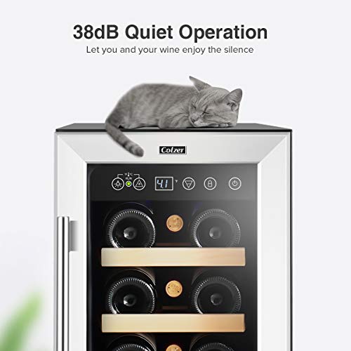 Colzer Premium 24 Inch Wine Cooler, 51 Bottle Wine Fridge with 2 Locks Humidity Control