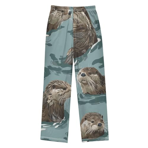 ZZXXB Otters Boys Long Pants Soft Trousers Elastic Waist Kids Lounge Bottoms with Pockets S-XL2