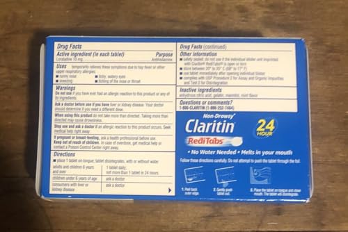 Image of Claritin RediTabs 24 Hour Allergy Medicine, Non-Drowsy Allergy Relief, Loratadine Antihistamine Tablets, 60 Count