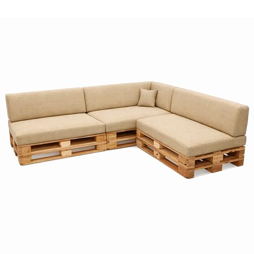POKAR Set de 8 Coussins pour Palettes Euro: 3X Assise 120x80cm + 3X Dossier 120x40cm + 1x Dossier...