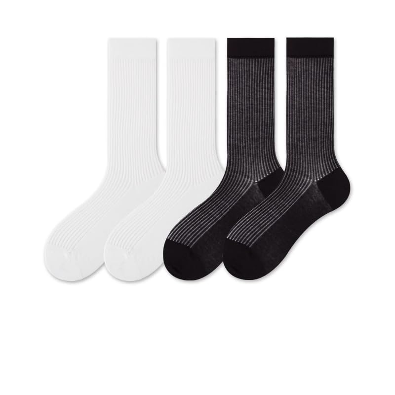 Summer thin thin breathable tube female stack stack vertical grain stockings Mary Jane two pairs of white + two pairs of black