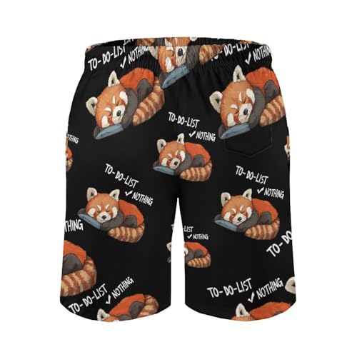 Relaxed Red Panda Beach Shorts for Men Swim Trunks Quick Dry Bathing Suit Drawstring Hawaiian Short2