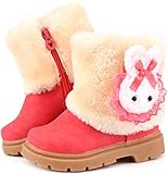  Gaatpot Zapatos Invierno Niña Niño Botas de Nieve Forradas Zapatillas Botón Botines Planas para Unisex Niños Rojo 28 EU/29 CN