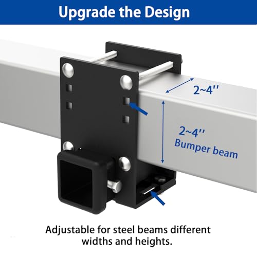 Image of RV Bumper Hitch Receiver 2 inch Adapter for 2.5 inch to 4 inch Beams, Trailer Hitch Receiver, Fits for Cargo Carrier Bike Racks