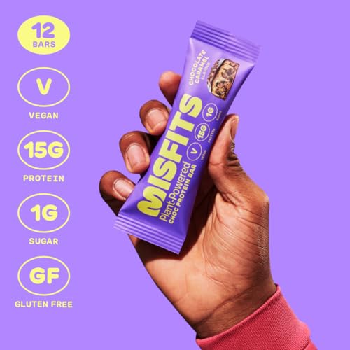 Misfits Vegan Protein Bar, High Protein, Low Sugar, Gluten Free, Plant