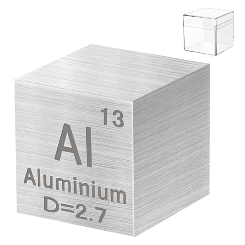 Image of 0.39 inch Aluminium Metal Element Cube 10MM Density Cubes 99.99% High Purity, Periodic Table of Elements Collection for Element Collections Hobbies, Pure Aluminium Cube(AI 0.39 Inch)