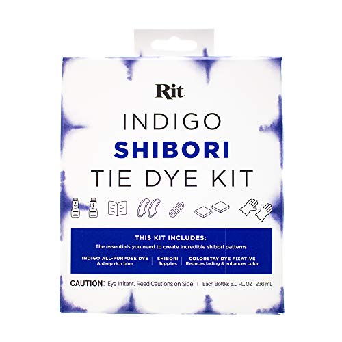 shibori dye kit - Rit Shibori Tie Dye Kit – Indigo All Purpose Dye, Shibori, Colorstay Dye Fixative – Included Rubber Bands, Twine, Squares, Gloves, and Simple Instructions – Great DIY Project