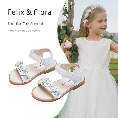 Image of Felix & Flora Toddler Girl Sandals -Flower Girl Dress Shoes Open Toe Little Kid Flats