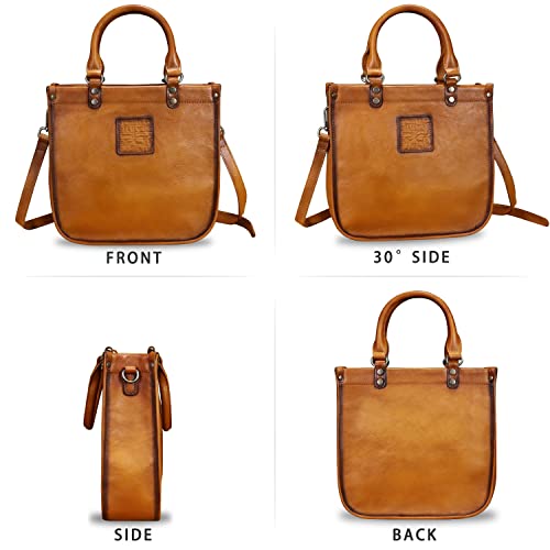 Image of Genuine Leather Handbags for Women Vintage Real Leather Fashion Tote Bag Shoulder Bag Crossbody Bag Satchel Purse