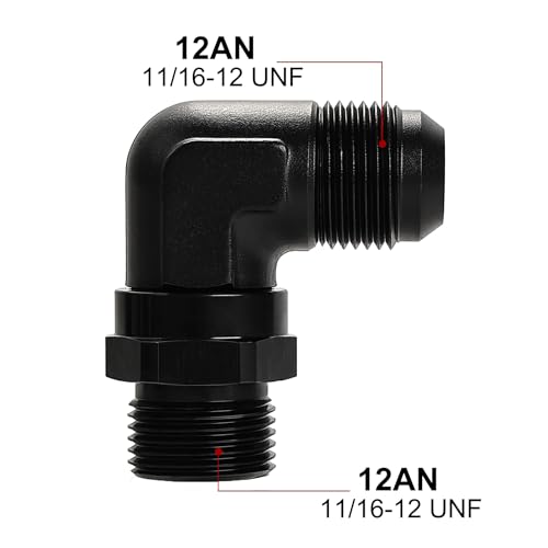 Image of EVIL ENERGY 12AN Flare to 12AN ORB Male Swivel Adapter Fitting 90 Degree Black 1PC