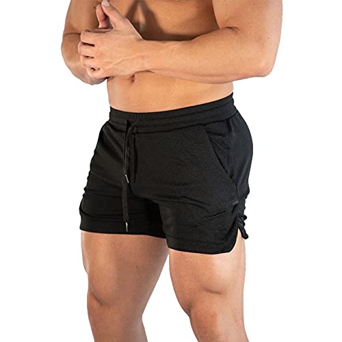 Herren Badeshorts Summer Short Sporthose,Männer Shorts Kurz,Badehose Retro,kurze Leinenhose,kurze Sporthose,Karierte kurze Hose,kurze Sporthose mit Taschen,Boxer Badehose Herren, Negro , 3XL