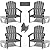 nevilywood Stackable Adirondack Chair Set of 4, HDPE Outdoor Patio Chair - Durable and Space Saving, Suitable for Porches, Lawns or Garden, Grey