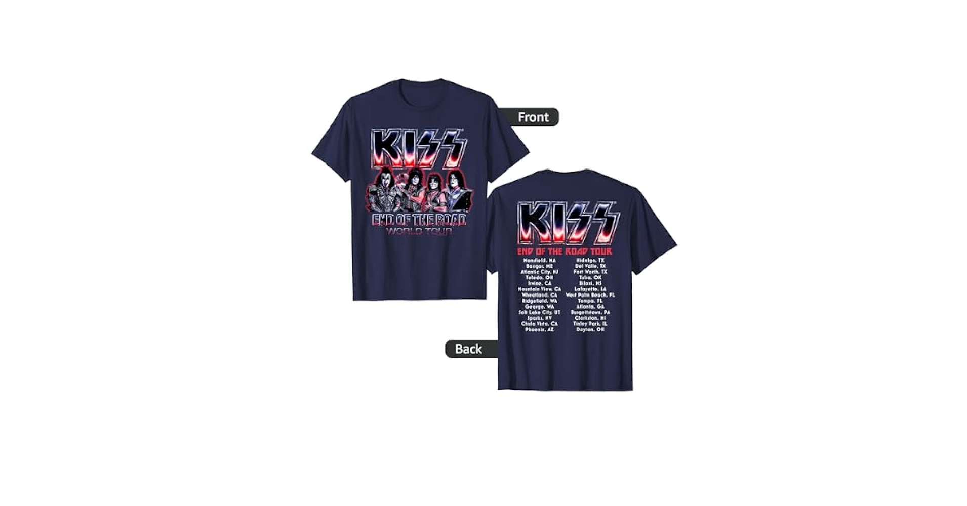Amazon.com: KISS - End Of The Road Tour Chrome T-Shirt