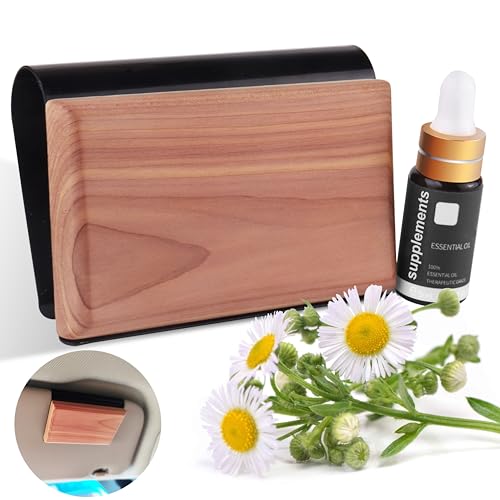 Gift Boxed Car Air Freshener – Long-Lasting Fragrance for 90+ Days – Wooden Car Diffuser – 8 Scents Available – Includes 1 Bottle of 5ML Essential Oil Refill – 0.17 FL OZ (Chamomile)