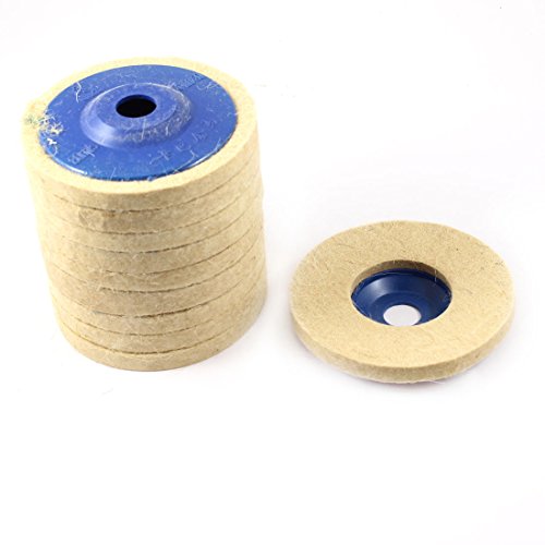 Aexit 10 Pcs Abrasive Wheels & Discs 100mm Outer Dia Wool Felt Polishing Wheel Flap Wheels Sanding Disc