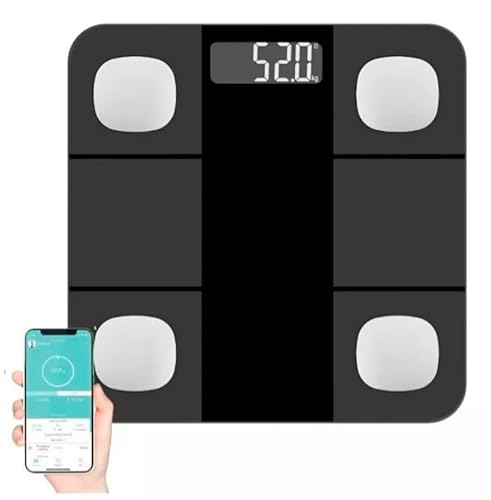 Balança Digital Corporal Bioimpedância Portátil c/Aplicativo Bluetooth Smart App Display Vidro tempe