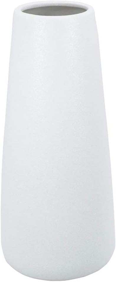 Gemseek 8 inch White Ceramic Flower Vase, Cute Matte Vase for Living Room Indoor Home Decor, Table Centerpieces