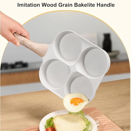 YAGVIZ Aluminum,Stainless Steel,Ceramic Four-Cup Fried Egg Pan,Medical Stone Non-Stick Frying Pan for Breakfast,Divided Egg Omelet Pans Suitable... - Image 5