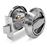 Generic Round Recessed Door Lock, Stainless Steel 304 Hidden Recessed Cup Door Handle, Furniture Pulls Latch Knob for Privacy Pocket Door, Silver