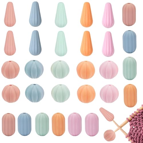 30 Stück Kürbis Stricknadel Stopper 3 Stile...