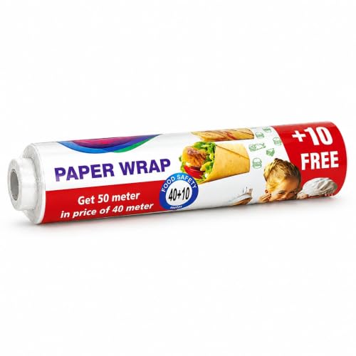 Image of Feather's Multipurpose Food Wrapping Paper Roll | Pack of 1, 50m | Baking Butter Paper | Parchement Paper for Baking and Air Fryer | Roti, Sandwich, Rolls, Lunch and Packaging