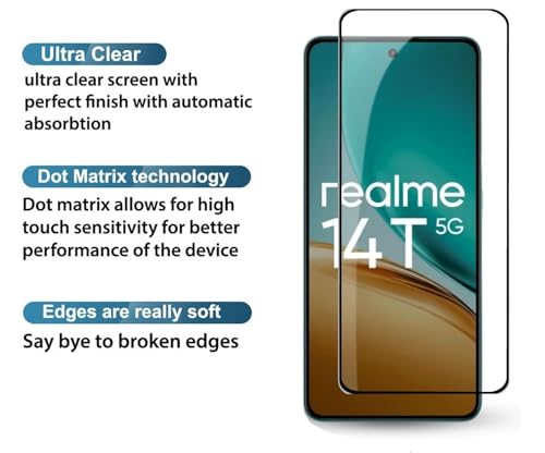 Image of HD Tempered Glass Screen Protector Compatible for Realme 14T 5G with Edge to Edge coverage and Easy Installation kit
