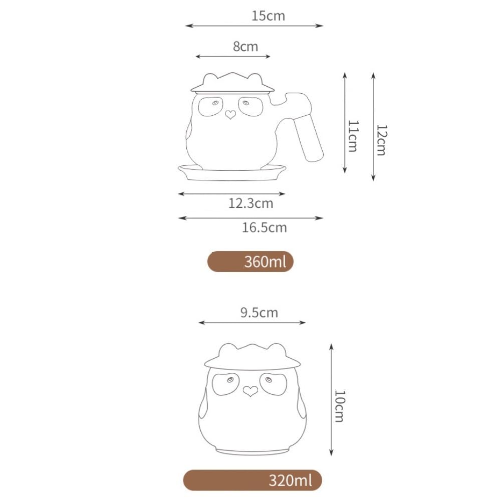 LYGSWDB Teedose, Keramik-Vorratsdose für losen Tee, kreatives Panda-Teeglas, Büro-Teetasse, Kombinationsset, Bürofilter, Teesieb, Tasse, Teedose (E)