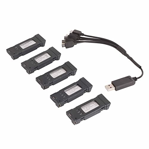 Generic Batterie au Lithium de qualité Supérieure 3,7 V 1200 MAh avec Câble de Chargement 5 en 1, Pièce de Rechange Légère et Robuste pour Drone RC E58 JY019 S168, Fonctionnalités de Charge Sûres
