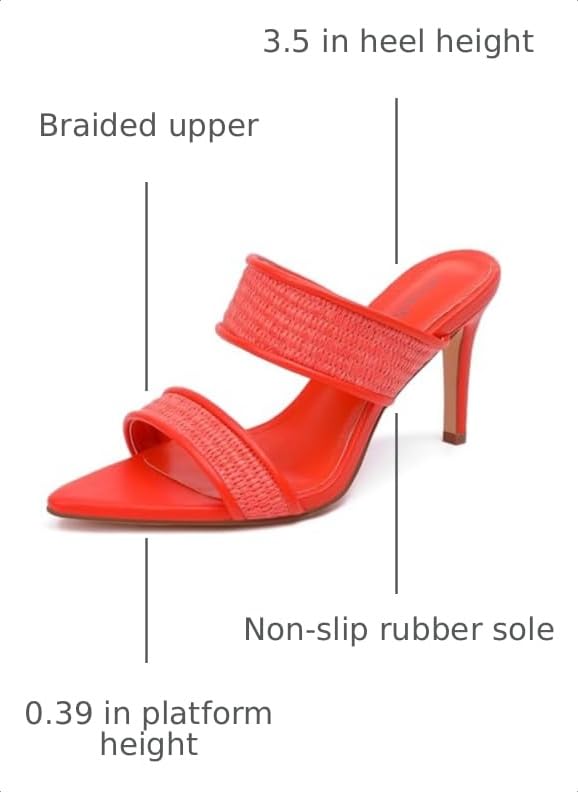 Image of vivianly Clear Pointed Toe Heels Sandals Transparent Strap Stiletto High Heels Slip on Mules for Women