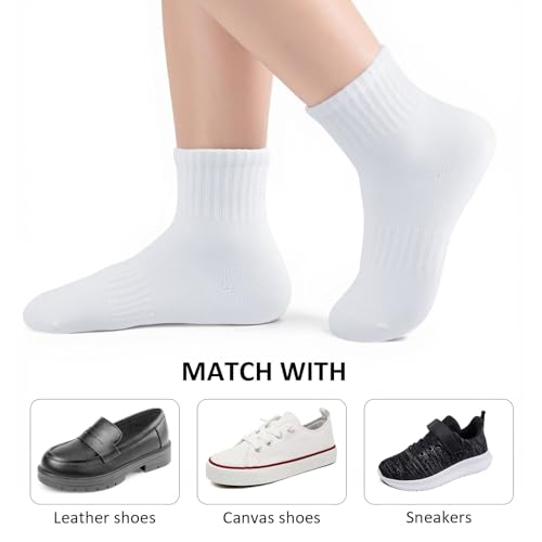 Kids Socks Crew Length: Athletic Cotton Soft for Sports & School - Boys Girls 3-15 Years Old (6 Pack)4
