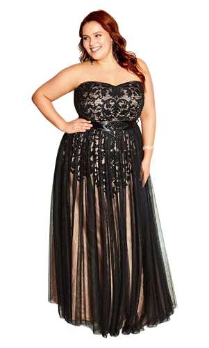 City Chic Women's Dress-Embroidered Tulle Maxi