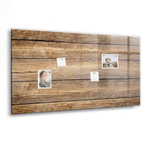 Tableau en verre magnétique 120x60cm avec planches de bois et aimants néodyme