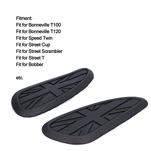 Image of KIMISS Motorcycle Tank Knee Pad, Fuel Tank Sticker Pad Protector Rubber Replacement for T100 T120 /Speed ​​Twin /Street Scrambler(black)