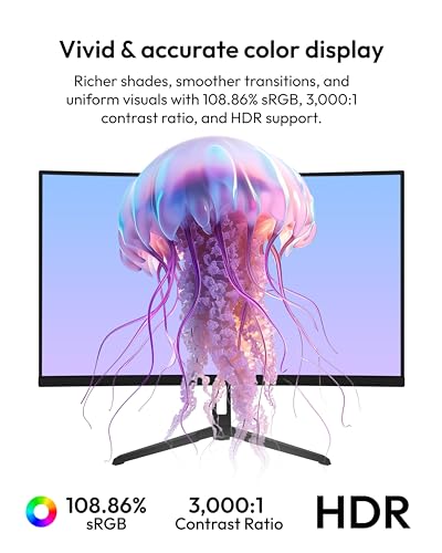 Image of Pixio PXC248 Wave 24 inch 200Hz Refresh Rate FHD 1080p Resolution 1500R Curve Fast VA Panel 1ms GTG Response Time Adaptive Sync HDR Curved Gaming Monitor