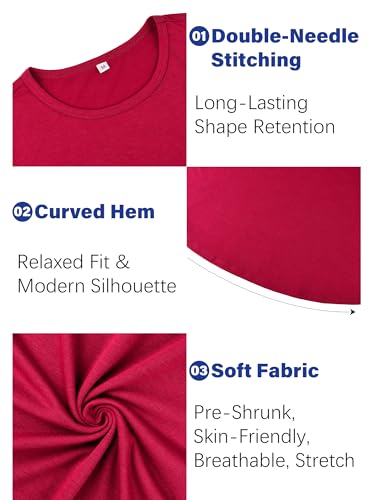 JEMLDL Men's T-Shirt Lightweight Cooling Short Sleeve Crew Neck T-Shirt Casual Basic Tee Shirt Big and Tall Wine Red 5XL — view 6