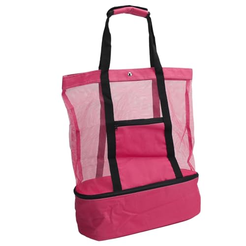 Beach Mesh Handbag, Lightweight Mesh Beach Bag Double Zippered Removable Cooler for Picnic Camping Travel2