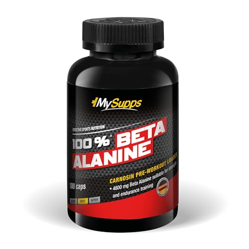 My Supps Beta Alanin 180 Kapseln – 4800 mg pro Tagesportion – 99% Reinheit – mit Vitamin B6 – Beta Alanine Aminosäure laborgeprüft – Booster für Ausdauer & Kraft, Made in Germany