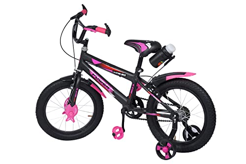 Image of NORMAN JR, Designed in Scandinavia EU Kids Bike Bicycle for Toddlers and Kids 16 Inch Fully Adjustable with Back Seat & Support for Boys and Girls Cycle for 5 to 8 Years, Pink