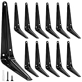 Suiwotin 12pcs 4 Inch Shelf Brackets, Heavy Duty L Bracket, Shelf Corner Brace Right Angle Bracket, 3x4 Inch Floating Shelf Wall Mount Bracket (Black)