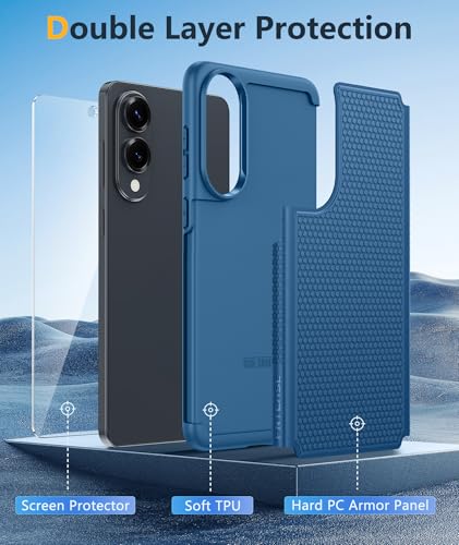 Image of FNTCASE for Samsung Galaxy S25-Edge Case: Lightweight Cell Phone Cover Military Grade Drop Protection with Non Slip Textured Back | Rugged Shockproof Protective Bumper Cases(Blue)