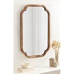 Kate and Laurel Glenby Transitional Scalloped Wall Mirror, 24 x 36, Rustic Brown, Wooden Farmhouse Bathroom Mirror with Rounded and Stepped Frame Profile - Image 3
