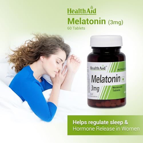Image of HealthAid Melatonin 3mg Supplement for Men & Women | Supports Relaxation, Restful Sleep & Healthy Sleep Cycle | 60 Tablets