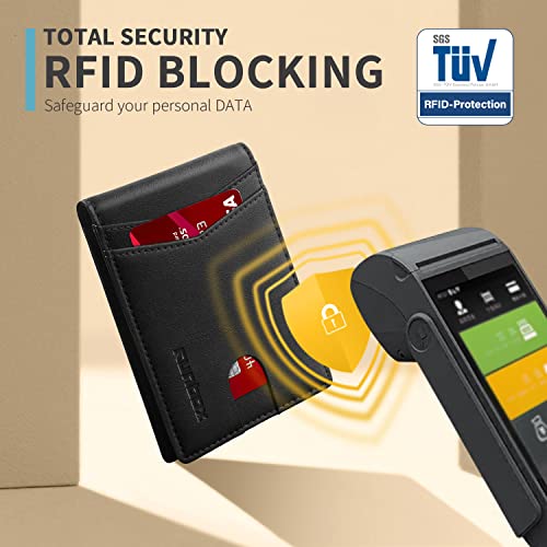 Runbox Men's Wallets Slim Rfid Leather 2 Id Window With Gift Box #TOP4